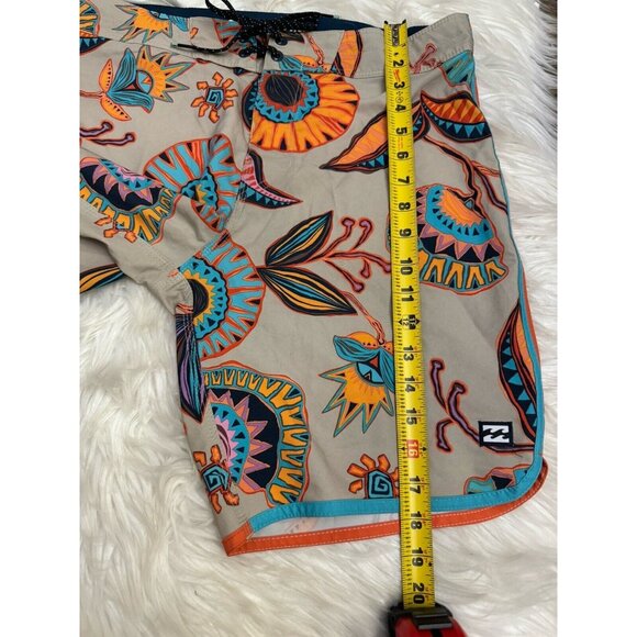 Billabong Size 30 Recycler 73 Pro Beige Orange Aqua Floral Board Shorts Swimsuit - Picture 8 of 8
